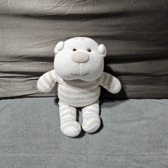 Baby & Child Restoration Hardware Stripe Monkey Knit Sweater Brown Cream Plush - Picture 1 of 6